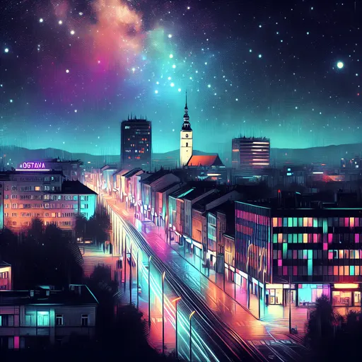 Illustration of Ostrava at night