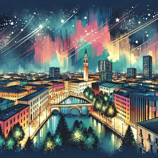 Illustration of Padua at night