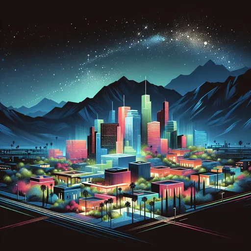 Illustration of Palm Springs at night
