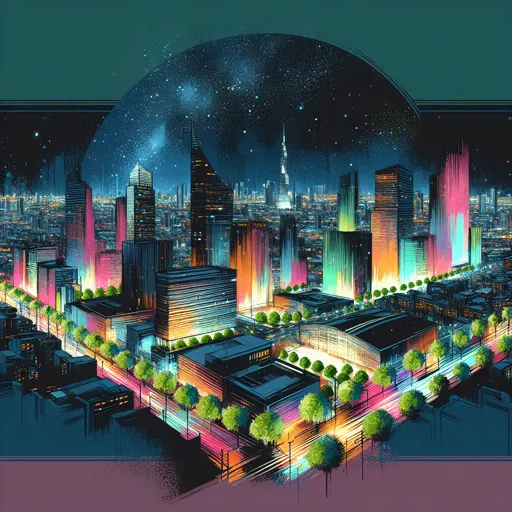 Illustration of Panama City at night
