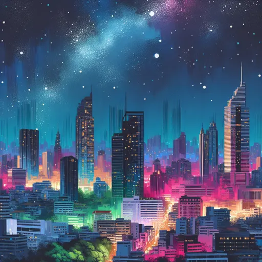 Illustration of Pattaya City at night