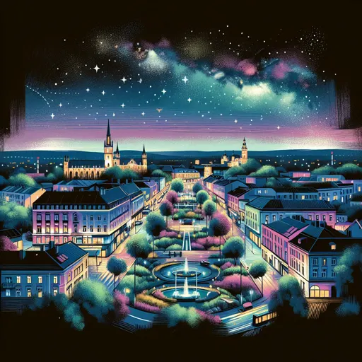 Illustration of Pecs at night