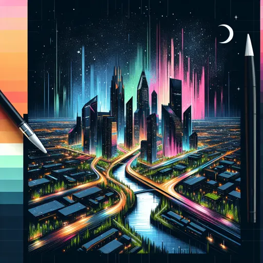 Illustration of Pensacola at night
