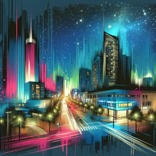 Illustration of Peoria at night