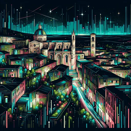 Illustration of Perugia at night