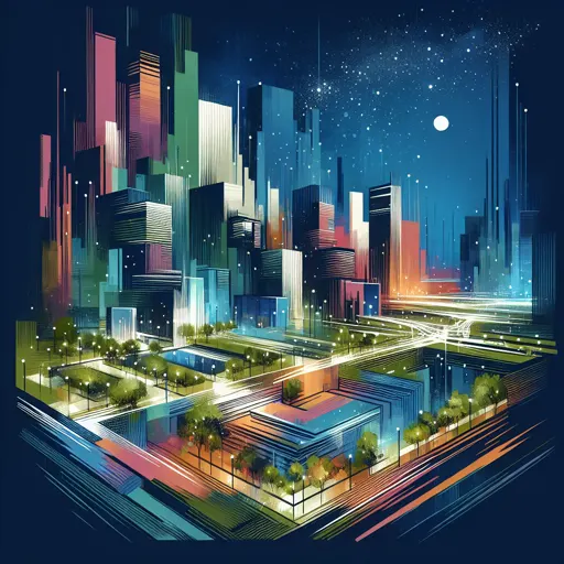 Illustration of Petaluma at night