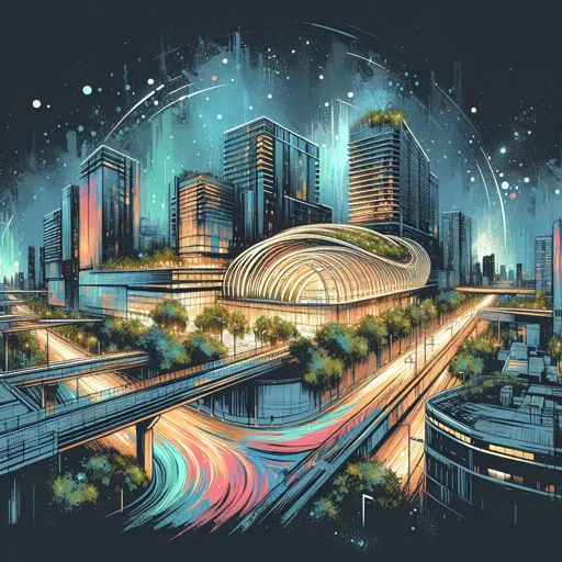 Illustration of Peterborough at night