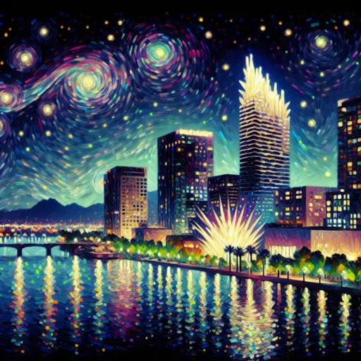 Illustration of Phoenix at night