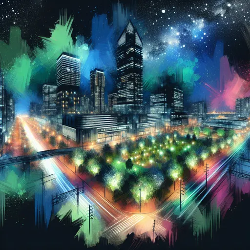 Illustration of Plovdiv at night