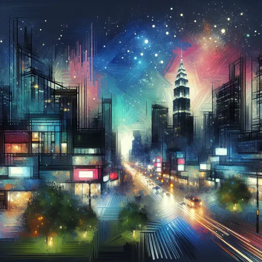 Illustration of Plzen at night