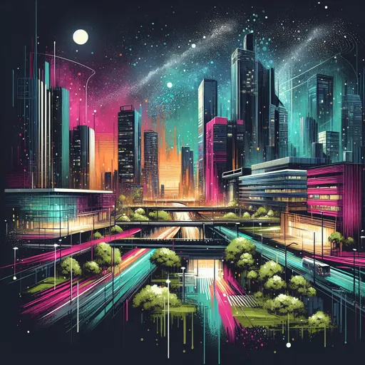 Illustration of Poznan at night