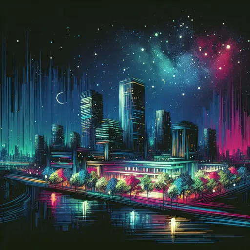 Illustration of Provo at night