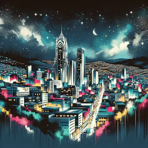 Illustration of Quito at night