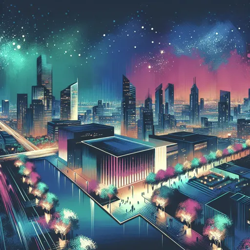 Illustration of Rajkot at night