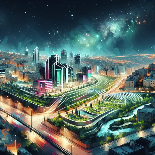 Illustration of Ramallah at night