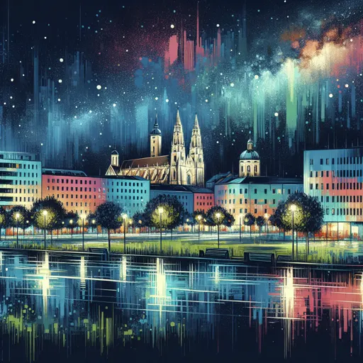 Illustration of Regensburg at night