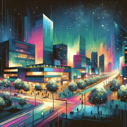 Illustration of Reggio Emilia at night