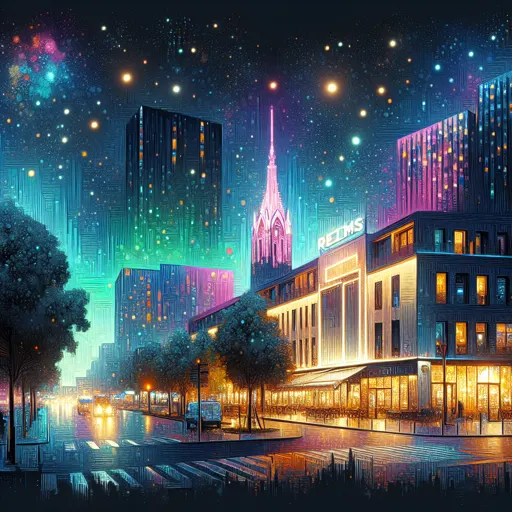 Illustration of Reims at night