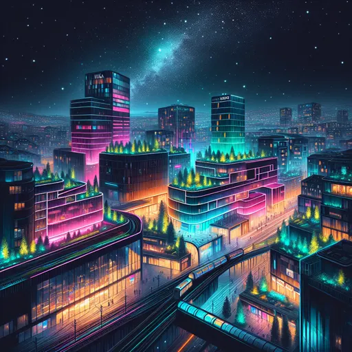 Illustration of Rijeka at night