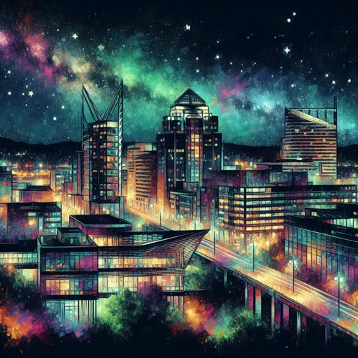 Illustration of Roanoke at night