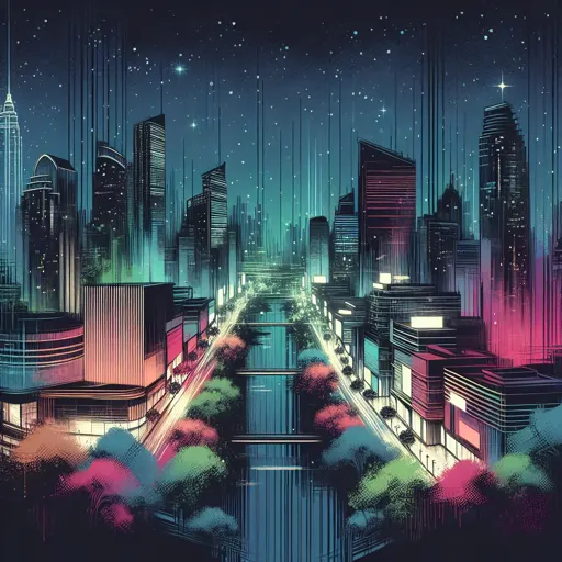 Illustration of Rochester at night