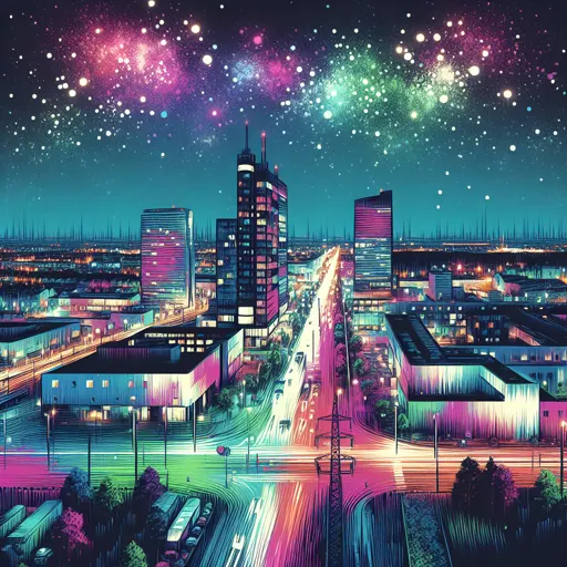 Illustration of Rostock at night