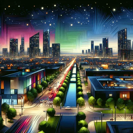 Illustration of Rovereto at night