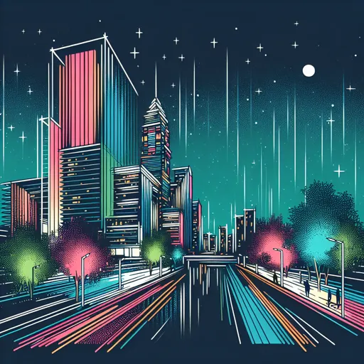 Illustration of Rzeszow at night