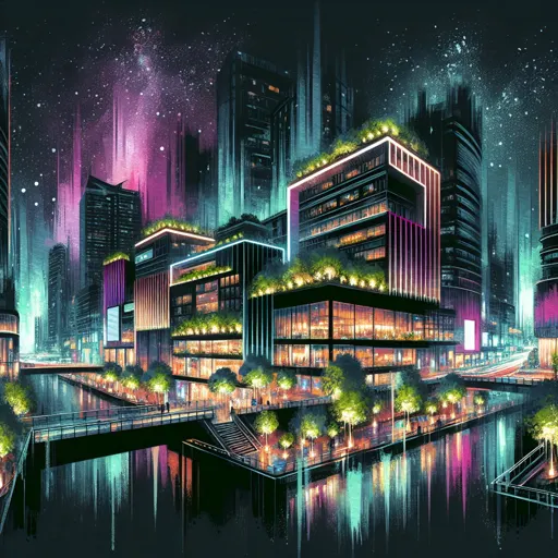 Illustration of Saarbrucken at night