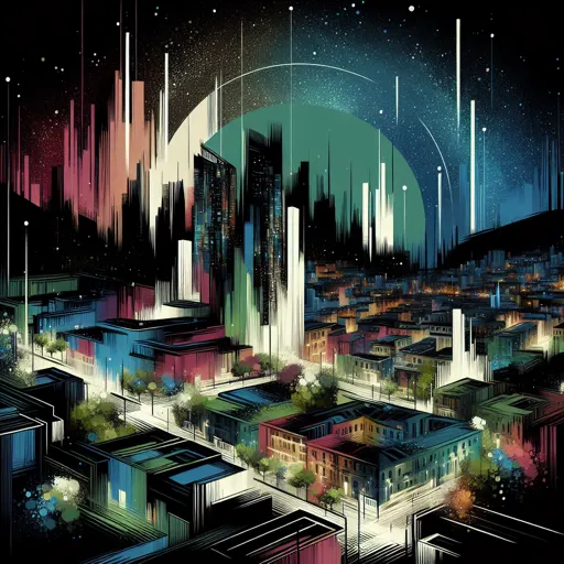 Illustration of Saint Helier at night