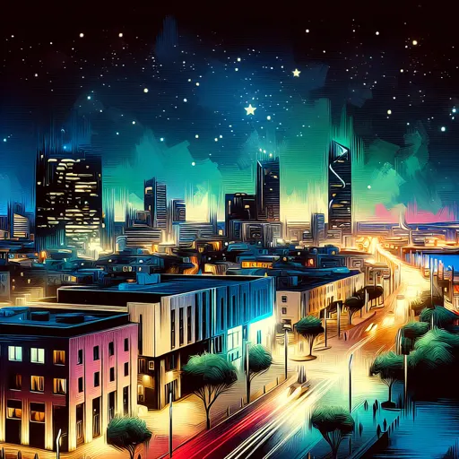 Illustration of Saint Peter Port at night