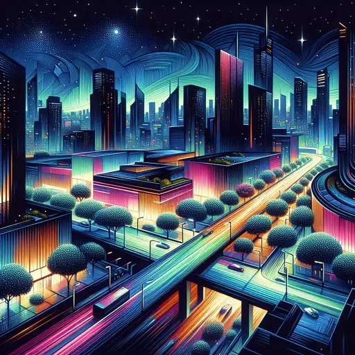 Illustration of Salinas at night