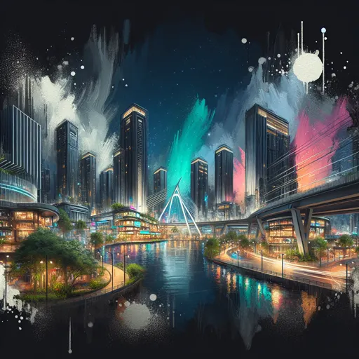 Illustration of San Antonio at night