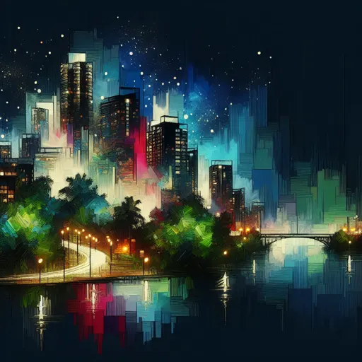 Illustration of San Juan at night
