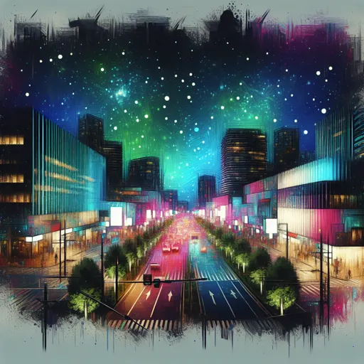 Illustration of San Rafael at night