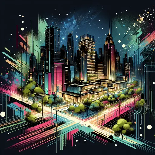 Illustration of Sanaa at night