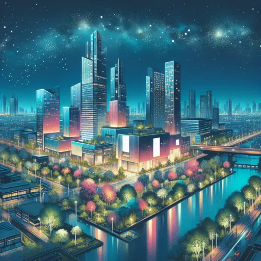 Illustration of Santa Barbara at night