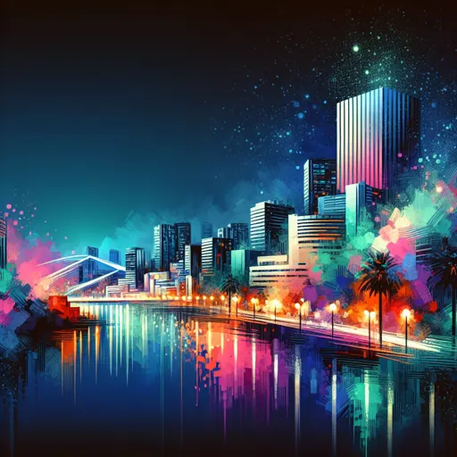Illustration of Santa Cruz de Tenerife at night