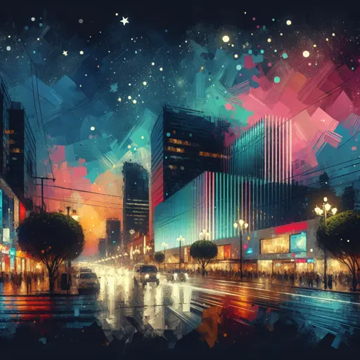 Illustration of Santiago de Queretaro at night