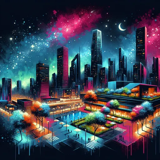 Illustration of Santiago at night