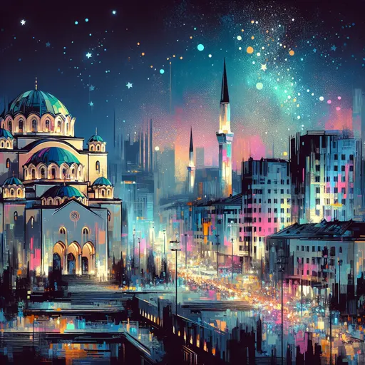Illustration of Sarajevo at night
