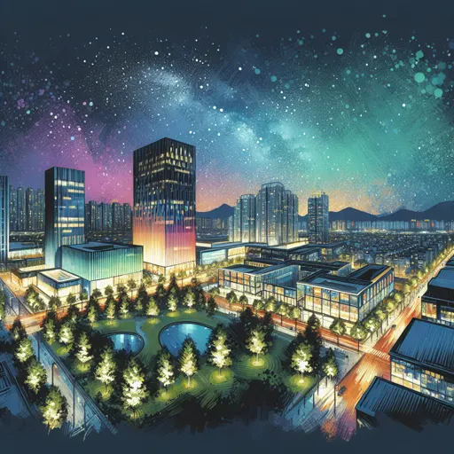 Illustration of Schenectady at night