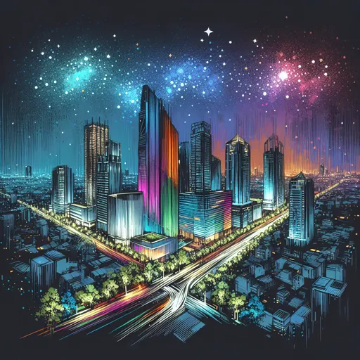 Illustration of Semarang at night