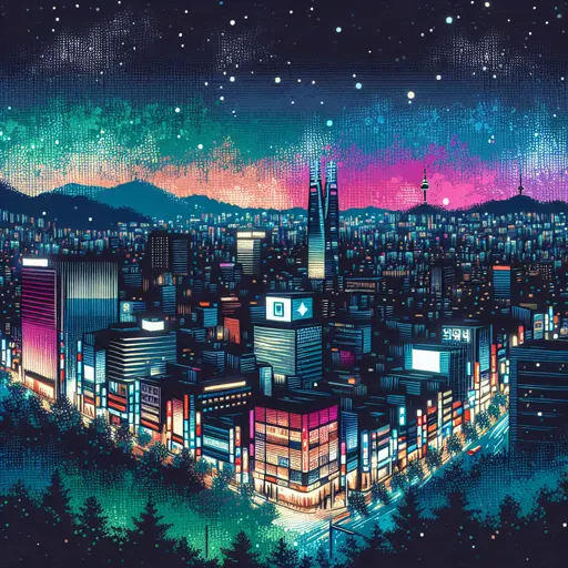 Illustration of Seoul at night