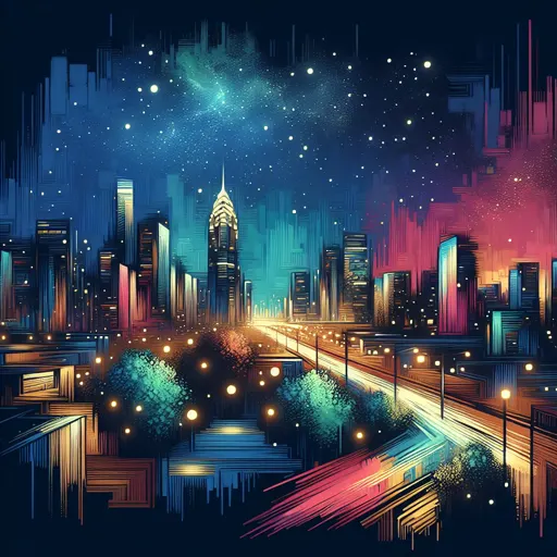 Illustration of Sharjah at night