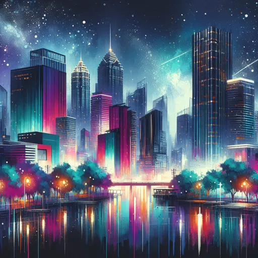 Illustration of Singapore City at night