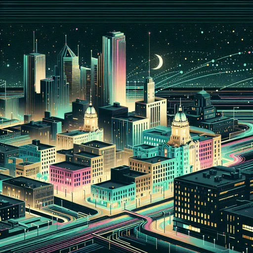 Illustration of Sioux Falls at night