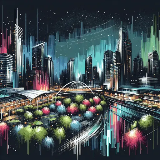 Illustration of South Bend at night