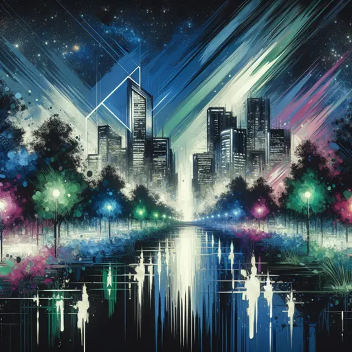 Illustration of Springfield at night