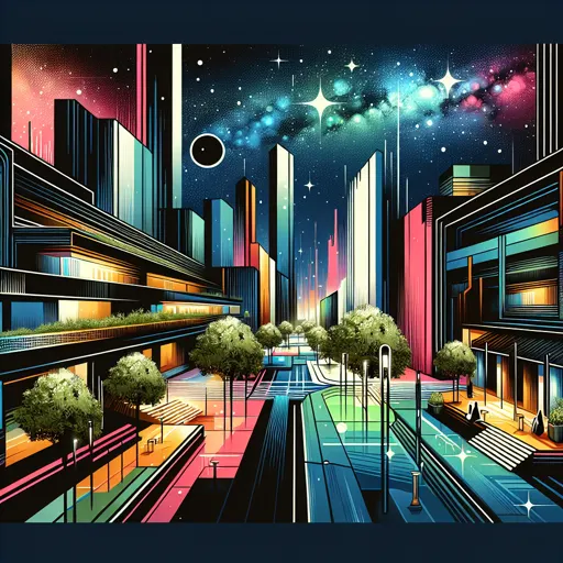 Illustration of Stavanger at night
